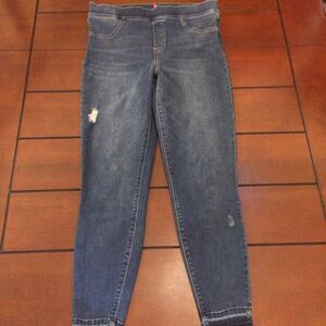 Spanx pull on leggings jeans large distressed raw hem